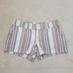 Maurices Multi-Colored Flat Front Striped 100% Cotton Short Woman's Size 1/2